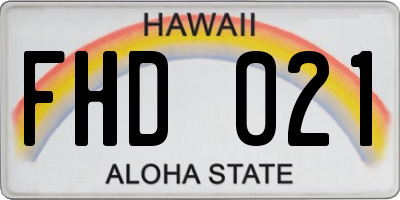 HI license plate FHD021