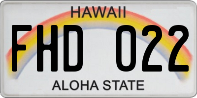 HI license plate FHD022