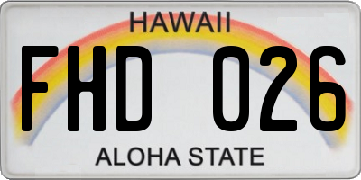 HI license plate FHD026