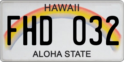 HI license plate FHD032