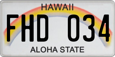 HI license plate FHD034