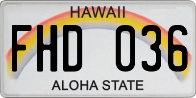 HI license plate FHD036