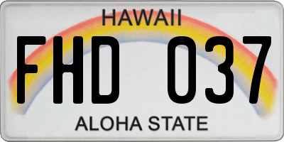 HI license plate FHD037