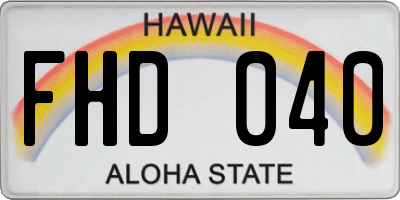 HI license plate FHD040