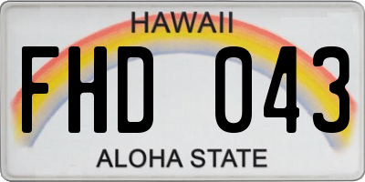 HI license plate FHD043
