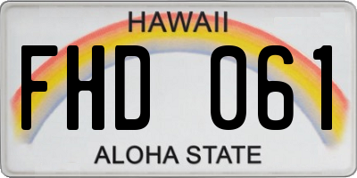 HI license plate FHD061