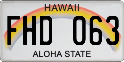 HI license plate FHD063