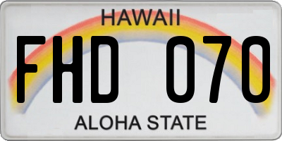 HI license plate FHD070
