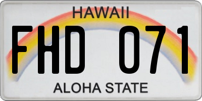 HI license plate FHD071