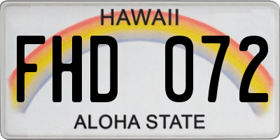 HI license plate FHD072