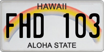 HI license plate FHD103
