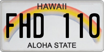 HI license plate FHD110