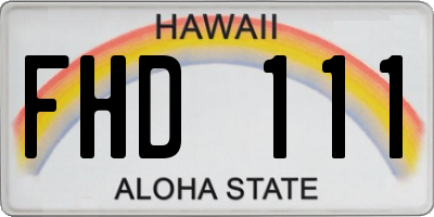 HI license plate FHD111
