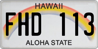 HI license plate FHD113