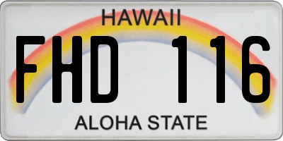 HI license plate FHD116