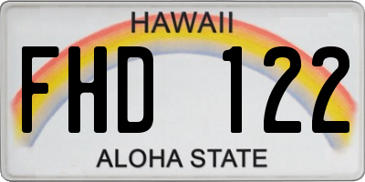 HI license plate FHD122