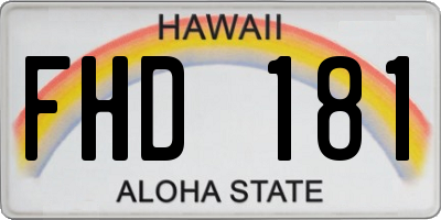 HI license plate FHD181
