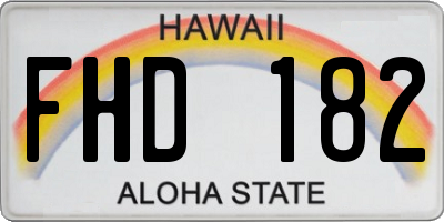HI license plate FHD182