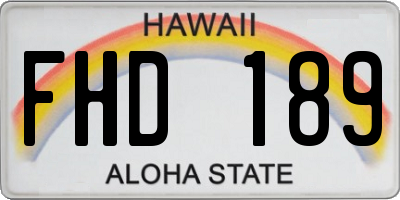 HI license plate FHD189