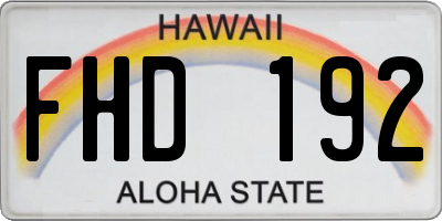 HI license plate FHD192