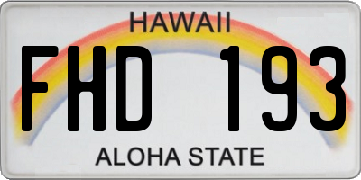 HI license plate FHD193