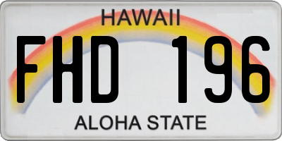 HI license plate FHD196