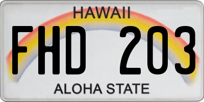 HI license plate FHD203