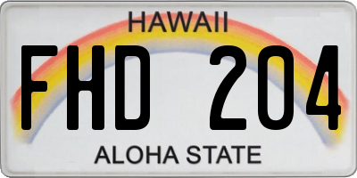 HI license plate FHD204