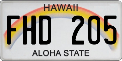 HI license plate FHD205
