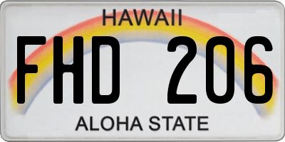 HI license plate FHD206