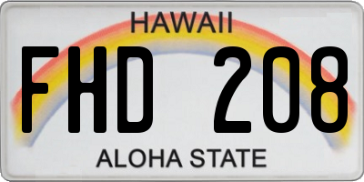 HI license plate FHD208