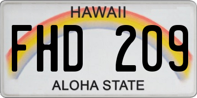 HI license plate FHD209