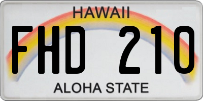 HI license plate FHD210