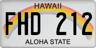 HI license plate FHD212