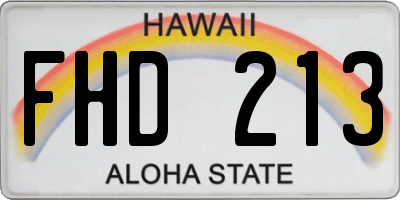 HI license plate FHD213
