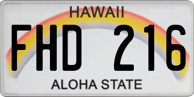 HI license plate FHD216