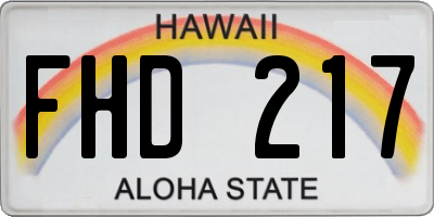 HI license plate FHD217