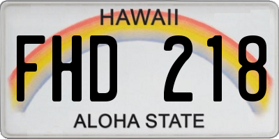 HI license plate FHD218