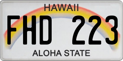 HI license plate FHD223