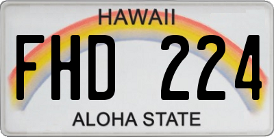 HI license plate FHD224