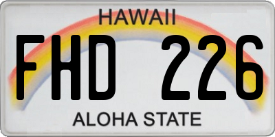 HI license plate FHD226