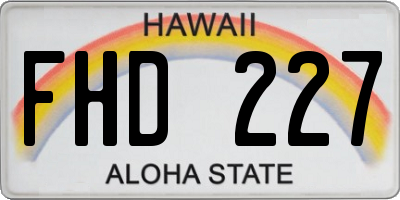 HI license plate FHD227