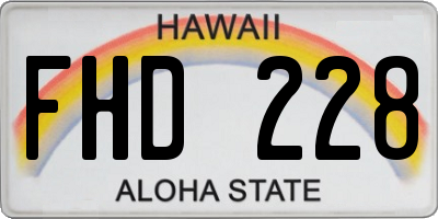 HI license plate FHD228