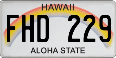 HI license plate FHD229