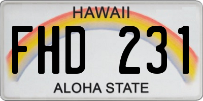 HI license plate FHD231