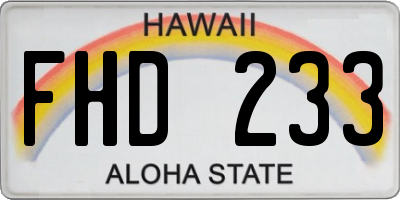 HI license plate FHD233