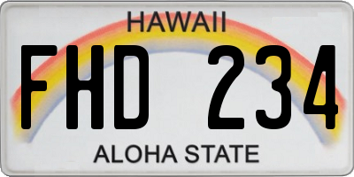 HI license plate FHD234