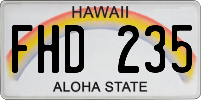 HI license plate FHD235