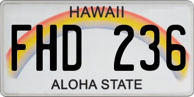 HI license plate FHD236