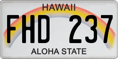 HI license plate FHD237